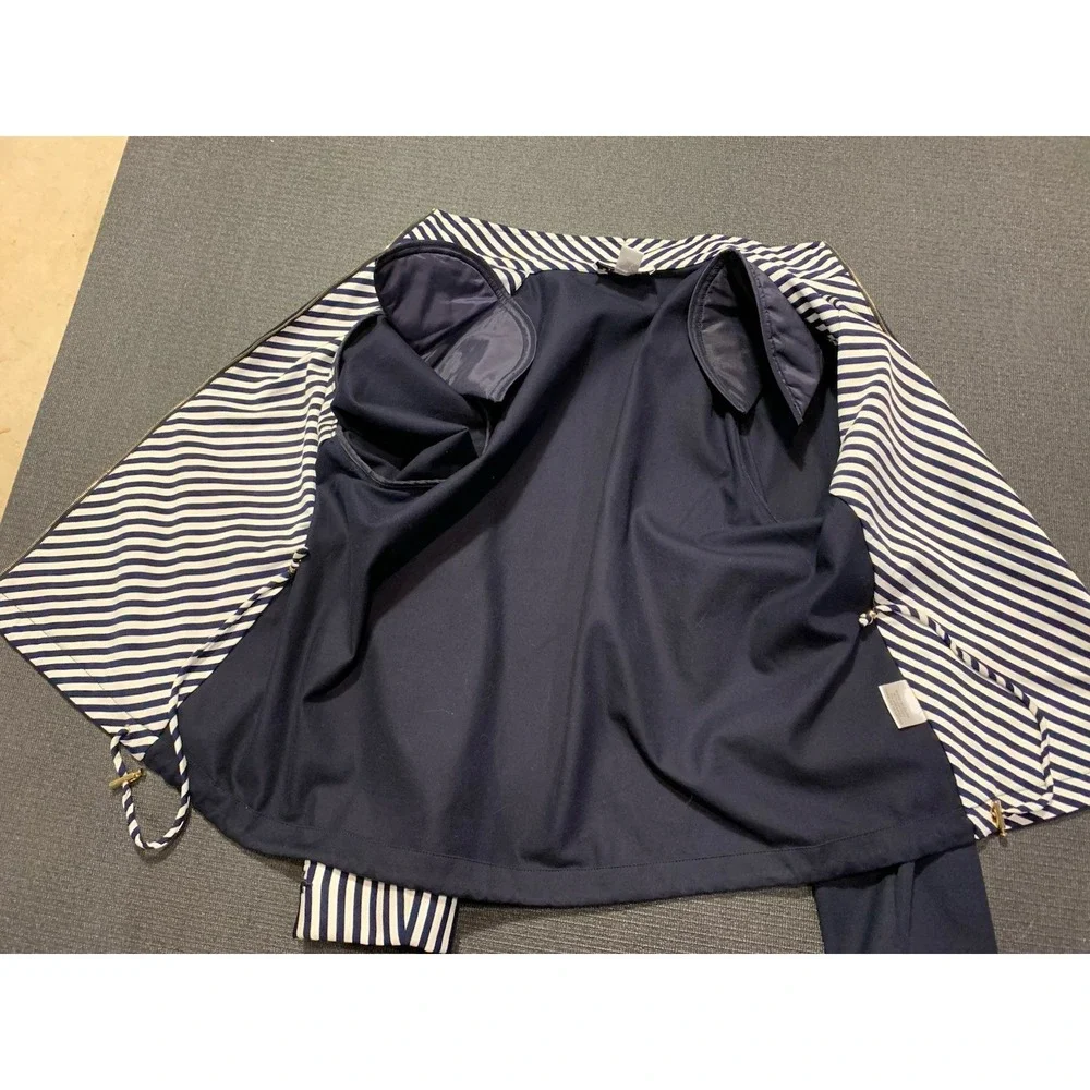 St John Sport Nautical Zip Front Jacket Womens Size Medium Yacht Rope Navy White